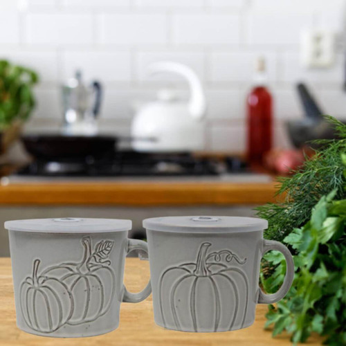 Boston Warehouse Embossed Pumpkins 24-Oz Souper Mugs, Set of 2