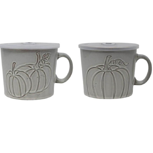 Boston Warehouse Embossed Pumpkins 24-Oz Souper Mugs, Set of 2