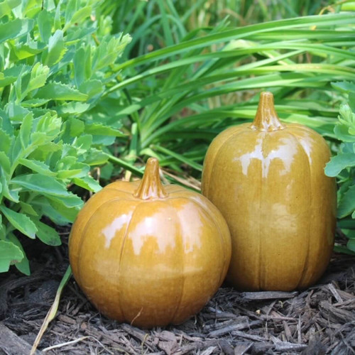 Rowe Pottery Glazed Pumpkins, Set of 2, Cider