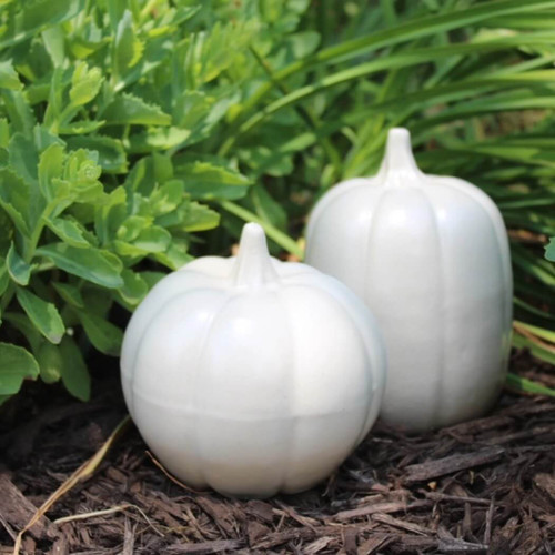 Rowe Pottery Glazed Pumpkins, Set of 2, Drift White 