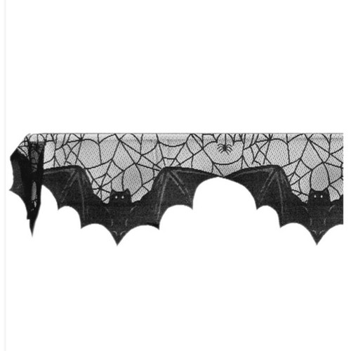 Heritage Lace Bats Spider Web Halloween Lace Mantle Scarf, Black