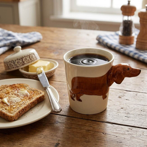 Sea Island Imports Stoneware 8-Oz Mug, Dachshund Red