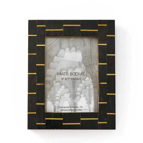 Matr Boomie Andhera Dash 5x7 Black Picture Frame - Carved Horn, Brass