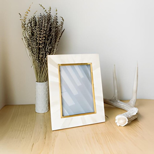 Matr Boomie Mukhendu 5x7 Picture Frame - Bone, Brass Inlay Matr Boomie Mukhendu 5x7 Picture Frame - Bone, Brass Inlay