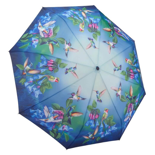 Galleria Enterprises Folding Umbrella, Bluebells/Hummingbirds