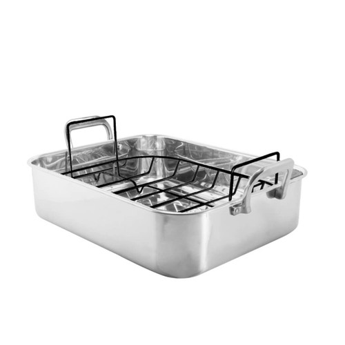 Chantal Cookware Stainless Steel Roaster with Nonstick Rack, 15.5”x12.25”x4” 