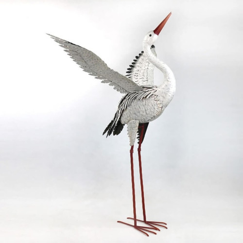 Zaer 44.5" Tall Metal Great White Heron Garden Figurine Zaer 44.5" Tall Metal Great White Heron Garden Figurine