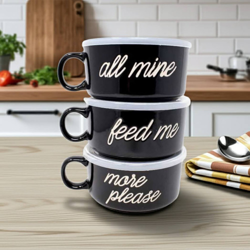 Boston Warehouse 22 Oz Souper Bowl Soup Mug, All Mine, Set of 3