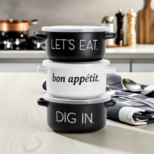 Boston Warehouse 21- Oz Souper Mug Crock & Lid, Dig In