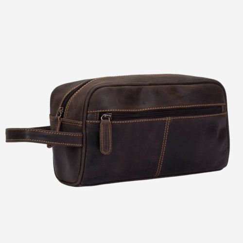 Greenwood Leather Men's Leather Banff Toiletry Bag, Brown Greenwood Leather Men's Leather Banff Toiletry Bag, Brown