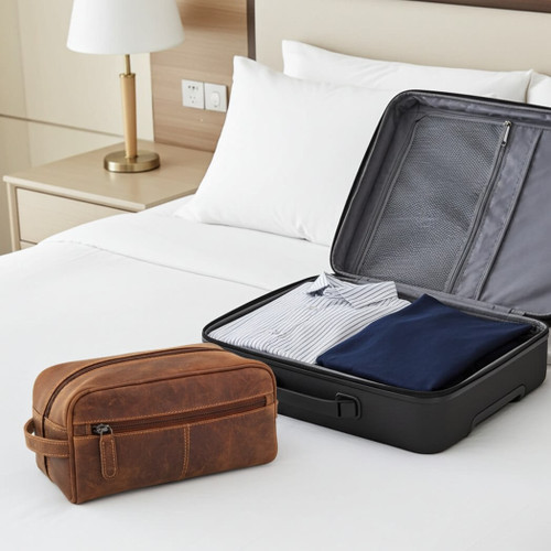 Greenwood Leather Men's Leather Banff Toiletry Bag, Sandal Greenwood Leather Men's Leather Banff Toiletry Bag, Sandal