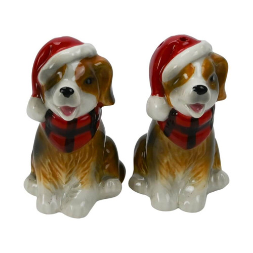 Boston Warehouse Salt & Pepper Shakers, Holiday Pups
