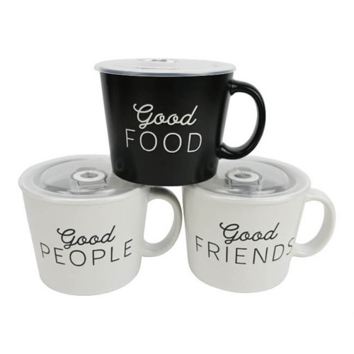 Boston Warehouse 20 Oz Souper Soup Mug with Lid, Good Friends