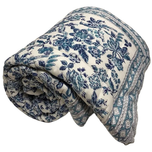 Natural Habitat Hand Block Printed Reversible Queen Quilt, Bird of Paradise  Natural Habitat Hand Block Printed Reversible Queen Quilt, Bird of Paradise