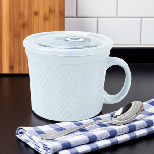 Boston Warehouse 24-Ounce Souper Bowl Soup Mug, White Embossed