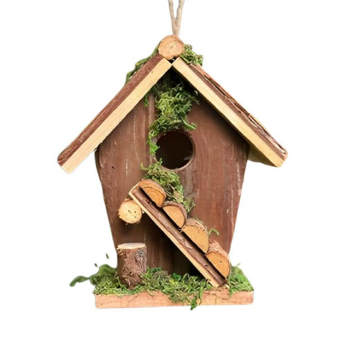 Handmade Wooden Birdhouse Hut with Ladder