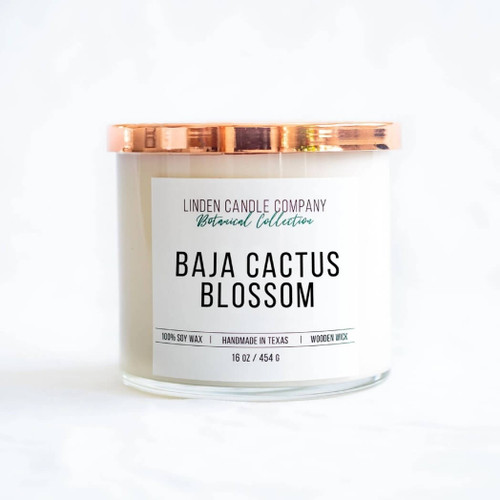  Linden Candle Company 16-oz Baja Cactus Blossom Organic Soy Candle 