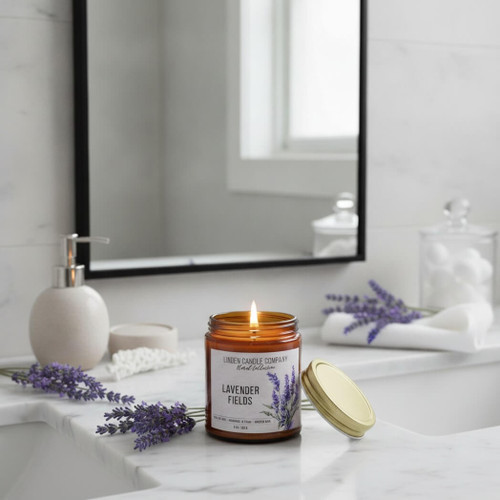Linden Candle Blooming Lavender Fields 9oz Organic Floral Soy Candle.