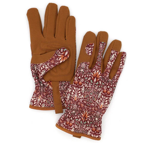 Robert Frederick Orange Grove Gardening Gloves, William Morris Snakeshead Design, Burgundy