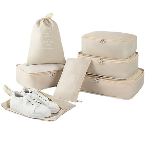 Accity Travel Organizer Cubes, Set of 8, Beige