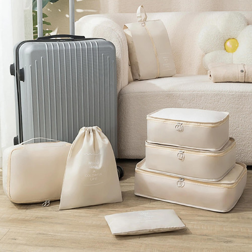 Accity Travel Organizer Cubes, Set of 8, Beige