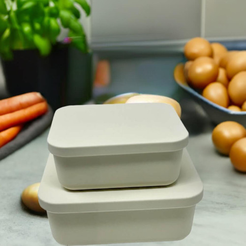 Kitchen Innovations Rectangular Silicone Container Set, Beige, Set of 2 Kitchen Innovations Rectangular Silicone Container Set, Beige, Set of 2