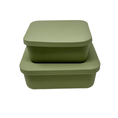 Kitchen Innovations Rectangular Silicone Container Set, Green, Set of 2