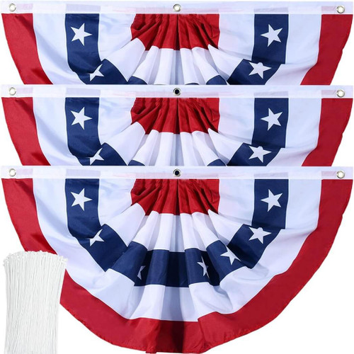 American Flag Bunting with Brass Grommets, 2x4 Feet, Set of 3