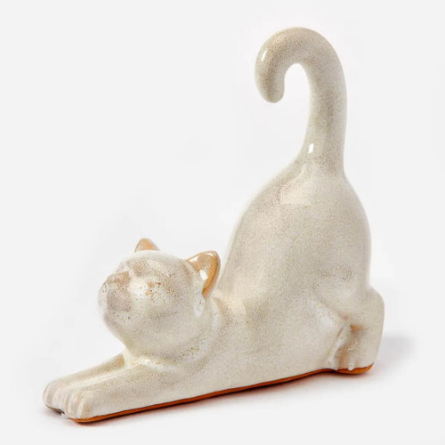 Maison Stretching Cat Figurine, Porcelain