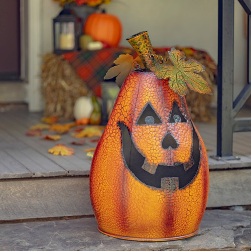 Zaer 29" Tall Large Metal Jack-O-Lantern with Candleholder "Laird Pump"