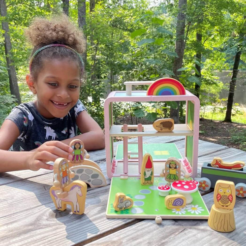 Jack Rabbit Creations-Fairy House Suitcase Playset - Portable Wooden Toy Set