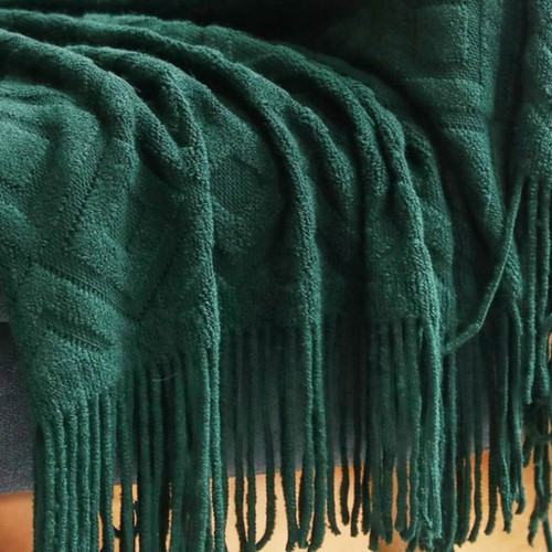 Knitted Jacquard 50 x 70 Throw Blanket, Dark Green