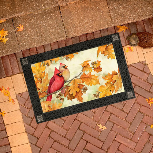 Studio M MatMate Doormat, Cardinals in Fall Oak Leaves