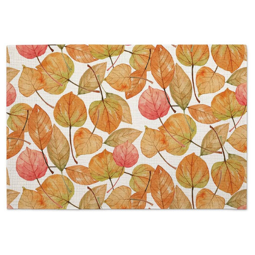 Counter Art Set of 4 Poly-Cotton Blend Fabric Placemats, Falling Leaves