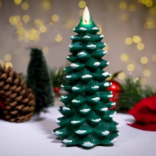 Pavilion Pine Tree 7.25" Realistic Flame Led Flameless Candle