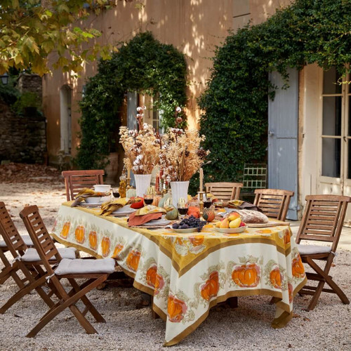 Couleur Nature Tablecloth Pumpkin Orange & Mustard, 71" x 142