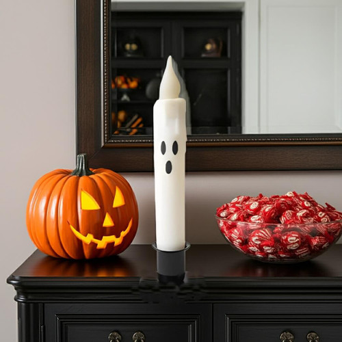 Flameless Ghostly Ghost Battery Led Timer Taper Candle