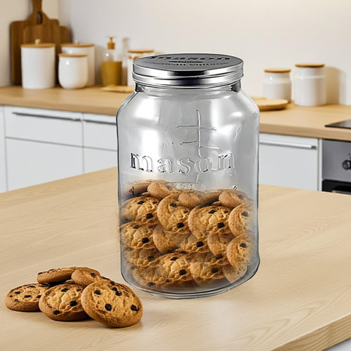 Grant Howard Mason Embossed Glass Cookie Jar, 110 oz.