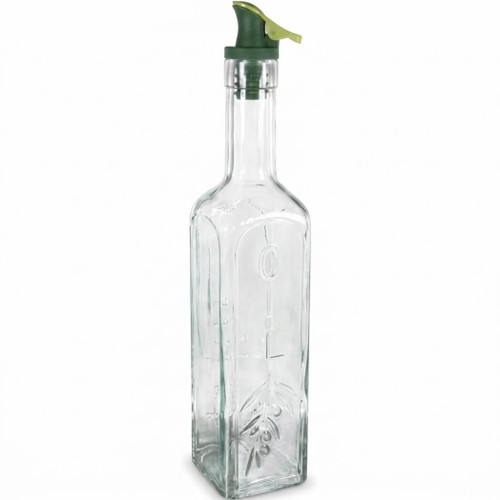 Grant Howard Extra Vergine Embossed Glass Olive Oil Dispenser, 16 Oz