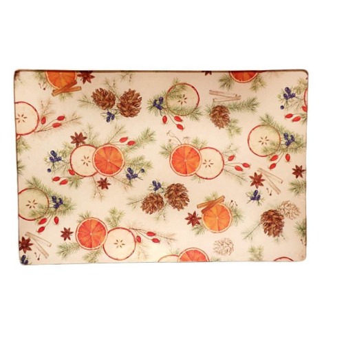 Biccara Handmade Glass Tray- Citrus & Spice Rectangle-8x12