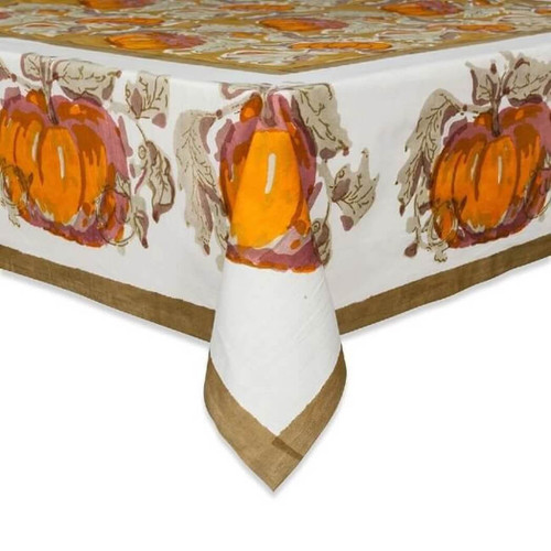 Couleur Nature Tablecloth Pumpkin Orange & Mustard, 71" x 106"