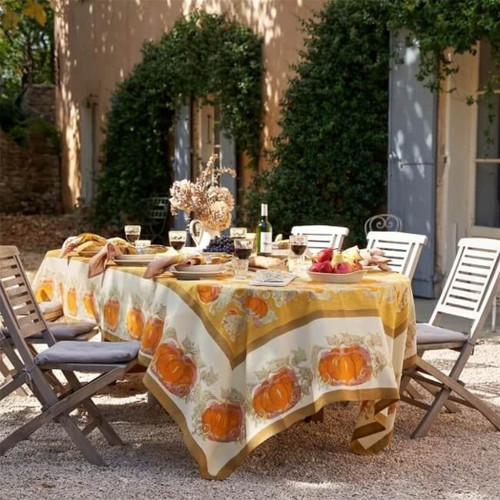 Couleur Nature Tablecloth Pumpkin Orange & Mustard, 71" x 106"
