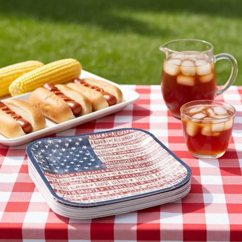 Boston International 10" Square Paper Plates One Flag One Nation