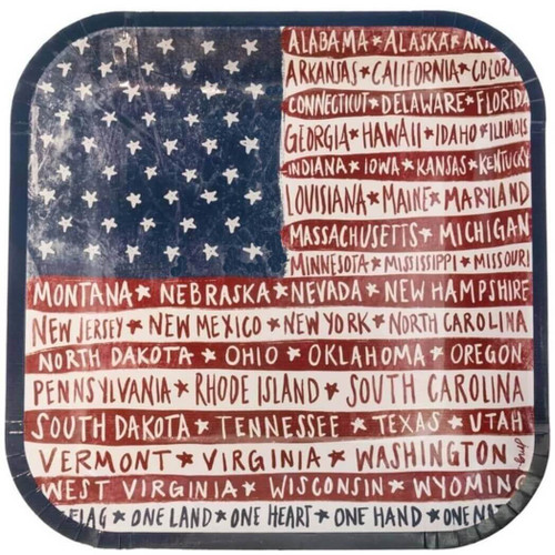 Boston International 10" Square Paper Plates One Flag One Nation