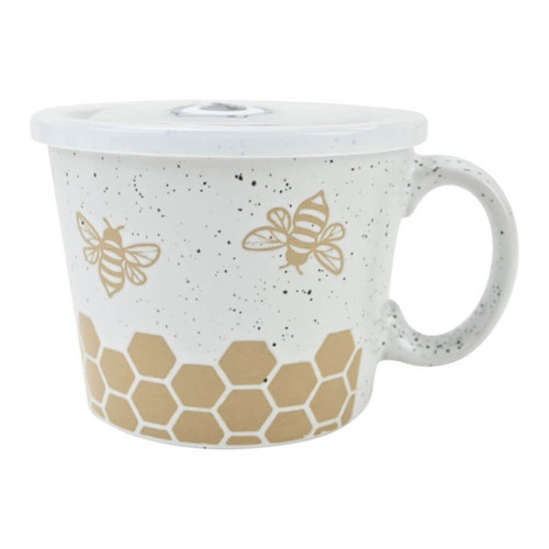 Boston Warehouse 20 Oz Souper Soup Mug with Lid, Bee Positive