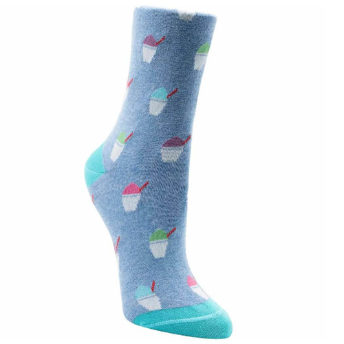 ELL & Atty Premium Women's Crew Socks - Snowball Treat, Blue