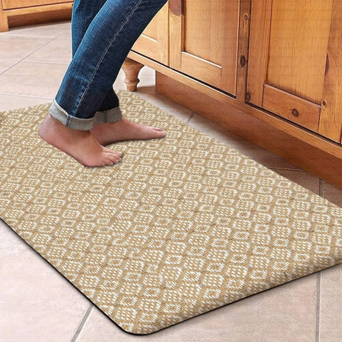 Cozy Trends Anti-Fatigue  Kitchen/Bathroom Mat,  18  x 30", Ikat Beige