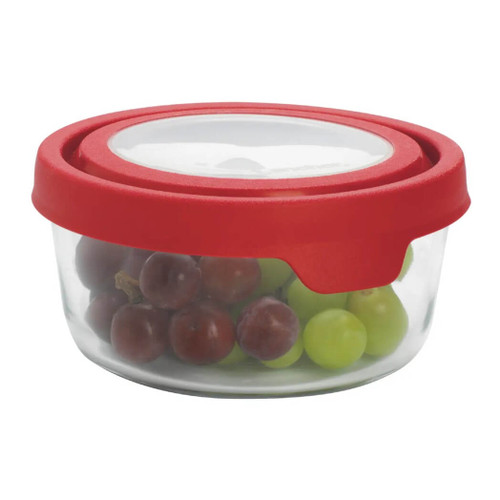 Anchor Hocking 1 Quart Round True Seal Storage Container, Red