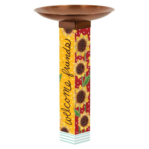 Studio M Playful Sunflowers Birdbath  Art Pole with Copper Top