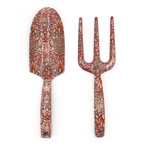 Robert Frederick Orange Grove Gardening Tool Set, Fork & Trowel, William Morris Design, Snakeshead, Burgundy